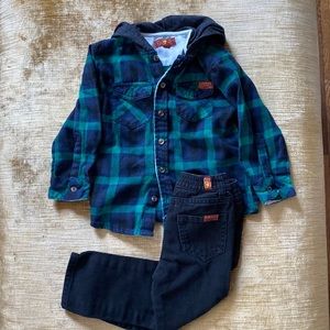 Toddle boy 7 for all mankind shirt and jeans size 24M
